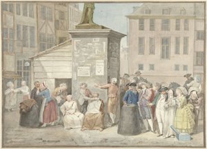 Praça com monges e freiras durante a revolução na Bélgica, 20 de Outubro de 1787 de Aert Schouman (signed by artist)