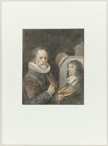 Retrato de Michiel van Mierevelt, enquanto ele Jacob Willemsz. Tintas Delff de Aert Schouman