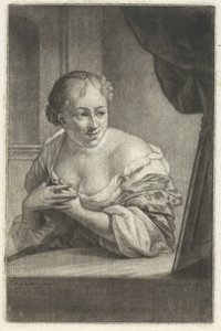 Mulher em frente de um espelho de Aert Schouman