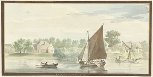 Veleiro no Beneden Merwede no dique de Papendrechtse de Aert Schouman