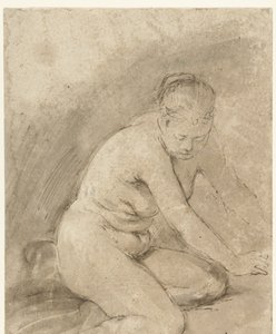 Nu feminino ajoelhado com braços estendidos de Aert de Gelder (attributed to)
