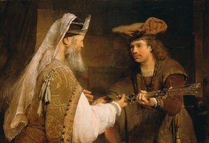 Aimeleque dando a espada de Golias a Davi, década de 1680