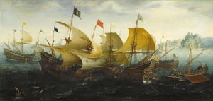 A Batalha de Cádiz de 1587 de Aert van Antum