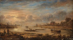 Vista do rio ao nascer do sol de Aert van der Neer (copy after)