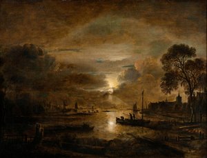 Luar num rio holandês, c.1650 (óleo sobre tela) de Aert van der Neer