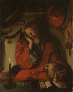 São Jerônimo em seu estudo à luz de velas de Aertgen Claesz van Leyden (attributed to)