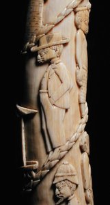 Bolota esculpida, Congo (marfim) (detalhe de 223943)