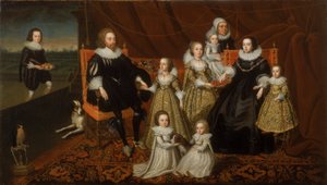 Retrato de Sir Thomas Lucy e sua família de After Cornelius Johnson