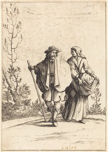 Casal de mendigos, com paisagem ao fundo de After Jacques Callot