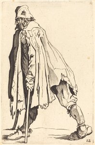 Mendigo com muletas e boné de After Jacques Callot