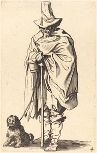 Beggar with Dog de After Jacques Callot