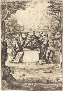 Frontispício para a Cosmologia Sagrada (Título Com Astrólogos) de After Jacques Callot