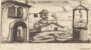 Paisagem com poço de After Jacques Callot