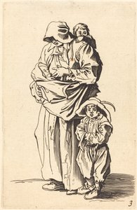 Mãe e três filhos de After Jacques Callot