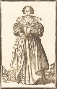 Mulher nobre com leque de After Jacques Callot