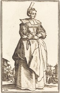 Mulher nobre com um chapéu pequeno de After Jacques Callot
