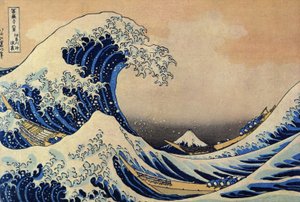 Atrás da Grande Onda em Kanagawa