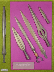 Espadas e pontas de lança do Whittingham Hoard, Idade do Bronze Final, c.600 a.C. (bronze)