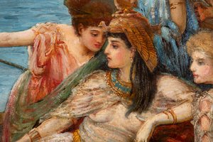 A fuga de Antônio e Cleópatra da Batalha de Actium, c.1897 (óleo sobre tela) de Agnes Pringle
