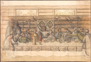 Rascunho inicial de Valdemar Sejr e a festa em Lyø de Agnes Slott Møller
