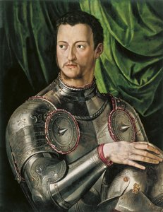 Retrato do Grão-Duque da Toscana Cosimo I de Medici 1519-1574 em armadura de Agnolo Bronzino