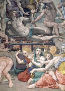 O martírio de St. Lawrence, detalhe de St. Lawrence no afresco da grelha de Agnolo Bronzino