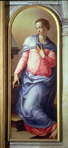 A Virgem, painel da direita de uma Anunciação, 1555 (ver também 82440) de Agnolo Bronzino