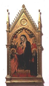 Madonna del Latte com Santos (tempera no painel) de Agnolo Gaddi