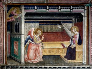 The Annunciation Fresco de Agnolo Gaddi (1350-1396) Século XIV Prato, Cathedrale, Cappella del Sacro Cingolo