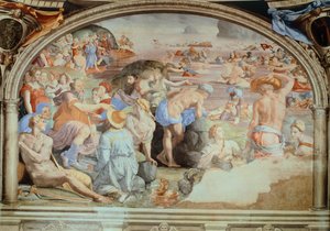Travessia do Mar Vermelho, fresco de Agnolo Bronzino (1503-1572). Capela de Eleonora de Toledo, Palazzo Vecchio, Florença. Itália de Agnolo Bronzino