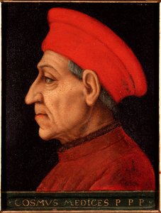 Retrato de Cosimo (Cosimo de Medici), conhecido como Cosimo the Old Medici (1389-1464) Pintura de Allori Angelo di Cosimo dit Bronzino (1503-1572) Palácio Medici-Riccardi (Medici Riccardi) Florença de Agnolo Bronzino