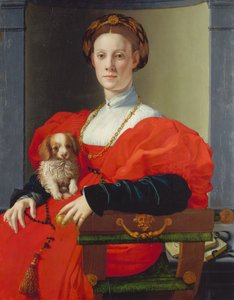 Retrato de uma Senhora de Vermelho , c.1533 (técnica mista sobre choupo) de Agnolo di Cosimo Bronzino
