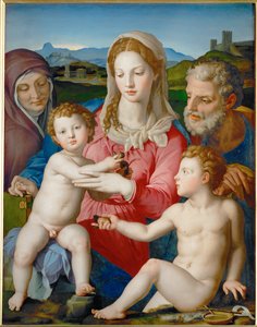 A Sagrada Família com Santa Ana e João Batista ... de Agnolo di Cosimo Bronzino