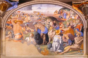A travessia do Mar Vermelho, por Agnolo Bronzino (1503-1572) 1540-1545 (fresco) de Agnolo Bronzino