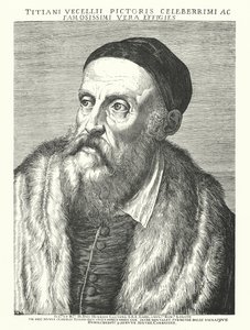 Ticiano, artista renascentista italiano (gravura) de Agostino (after) Carracci
