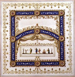 Design para um tecto Neo-clássico (aguarela, guache, caneta e tinta e folha de ouro sobre papel) de Agostino (attr.) Brunias