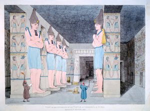 O interior do templo em Ybsombul em Nubia, 1820
