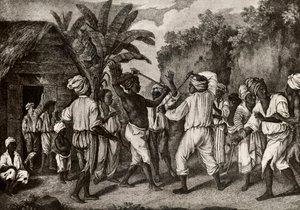Jogo de carícias entre negros ingleses e franceses na ilha da Dominica, Santo Domingo de Agostino Brunias