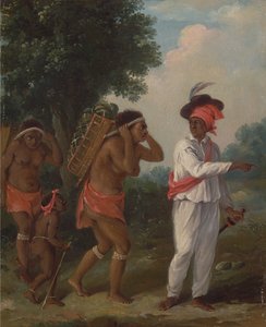 Homem de cor das Índias Ocidentais, dirigindo duas mulheres caribenhas com uma criança, ca. 1780. de Agostino Brunias