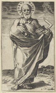 Apóstolo James o menor com livro e quadrado Cristo, Maria, João Batista e os Apóstolos (título da série) de Agostino Carracci