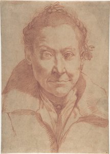 Retrato de busto de uma mulher (recto); estudo de busto de uma rapariga (verso) de Agostino Carracci
