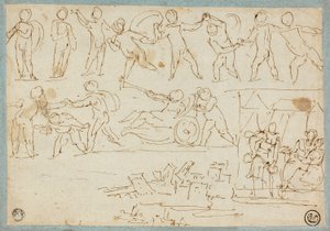 Friso de Putti, Esboço de Lot e Suas Filhas, Esboço de Edifícios de Agostino Carracci