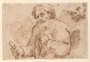 Esboço de meio comprimento de um peregrino idoso de Agostino Carracci