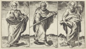 Tiago Menor, Tiago Maior e Matias Cristo, Maria, João Batista e os Apóstolos (título da série) de Agostino Carracci