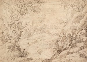 Paisagem com a Tentação de Cristo de Agostino Carracci