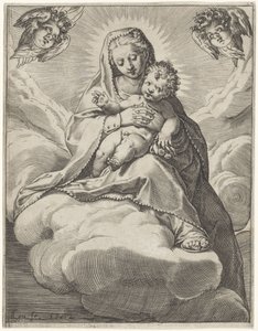 Maria com criança nas nuvens de Agostino Carracci