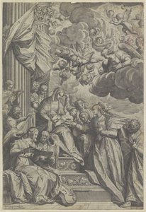 O casamento místico de Santa Catarina de Agostino Carracci