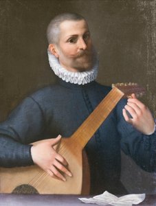 Retrato de um jogador de alaúde, possivelmente Orazio Bassani de Agostino Carracci