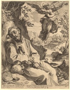 São Francisco consolado pelo anjo músico de Agostino Carracci