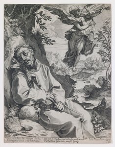 São Francisco consolado pelo anjo músico de Agostino Carracci
